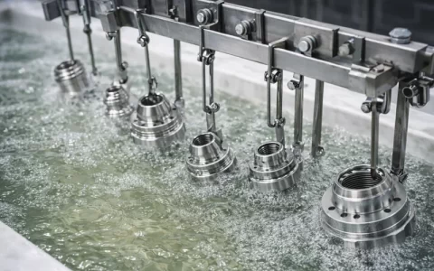 Rack electroplating holds individual parts on a rack during processing. It is suitable for larger, delicate, or geometrically complex CNC components that require controlled positioning.